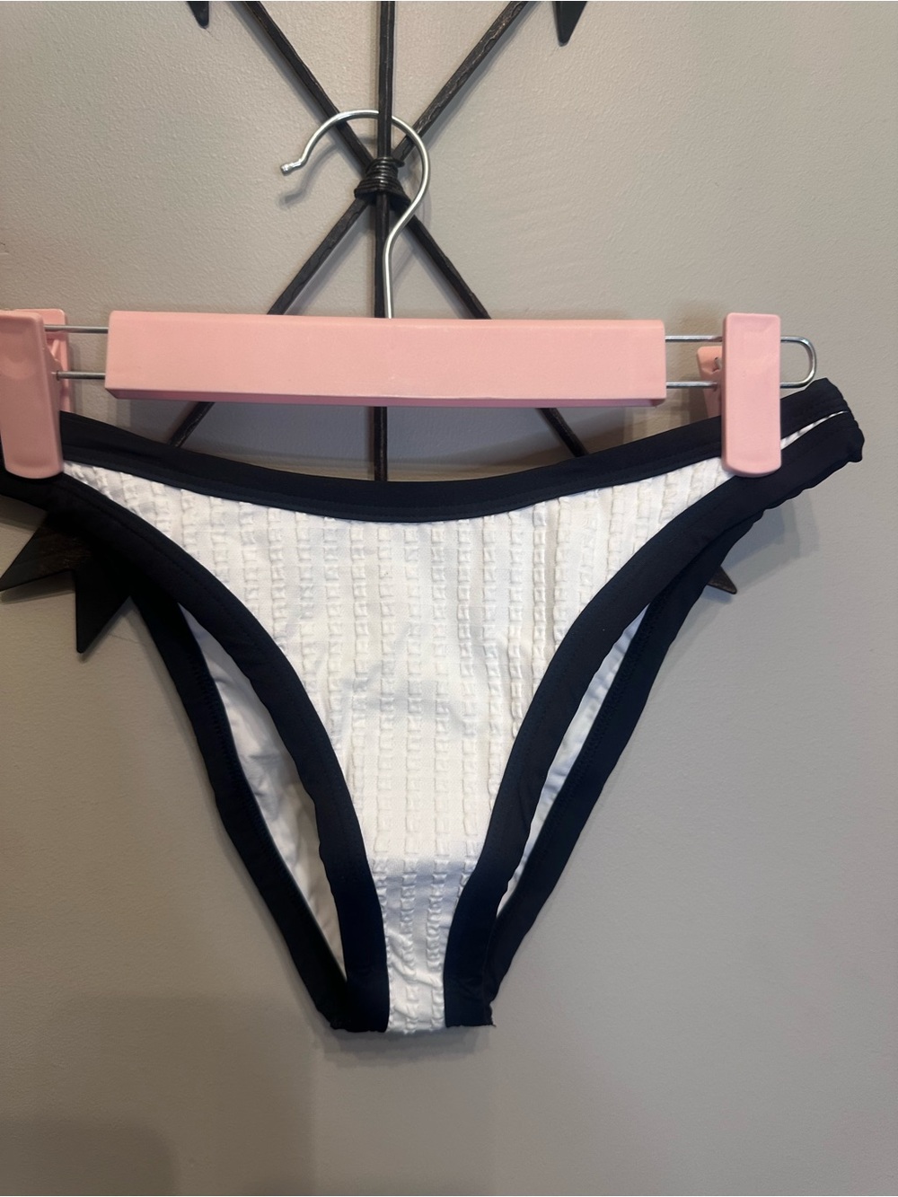 l*space White Bikini Bottoms with Navy Trim